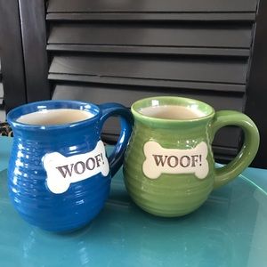 Two adorable potbelly doggie mugs